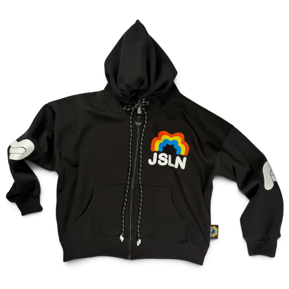HOODIE ZIP RAINBOW BLACK