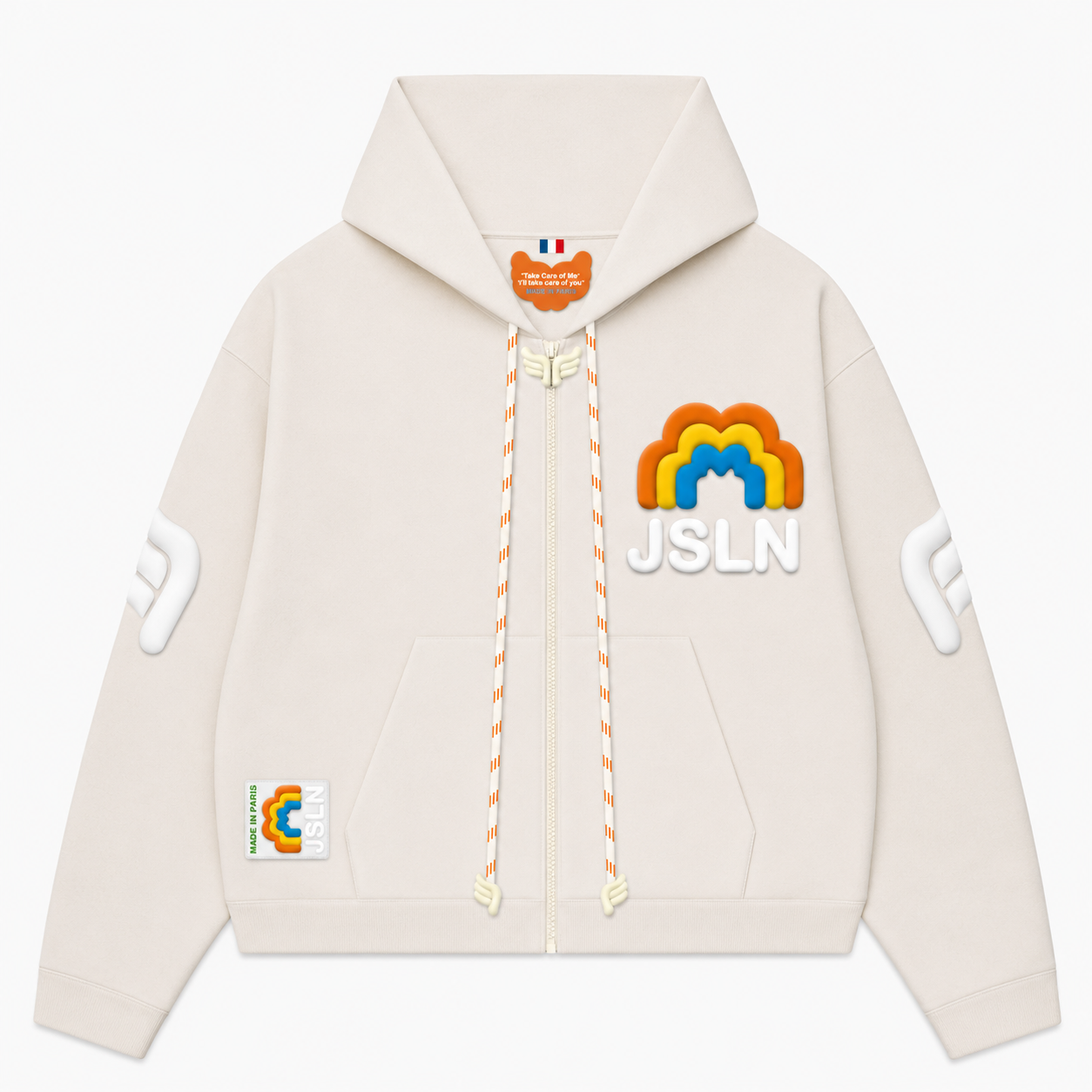 HOODIE ZIP RAINBOW COCONUT