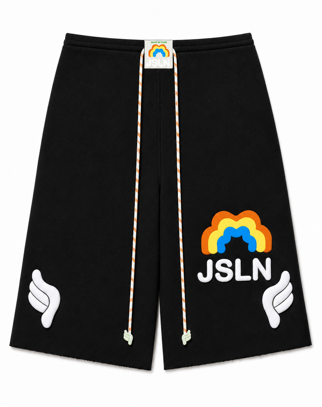UNISEX OVERSIZE BLACK RAINBOW LONG SHORT