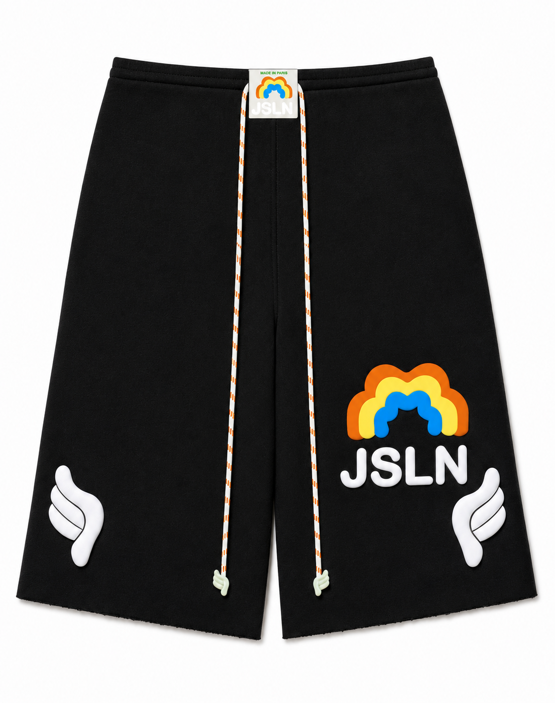 UNISEX OVERSIZE BLACK RAINBOW LONG SHORT