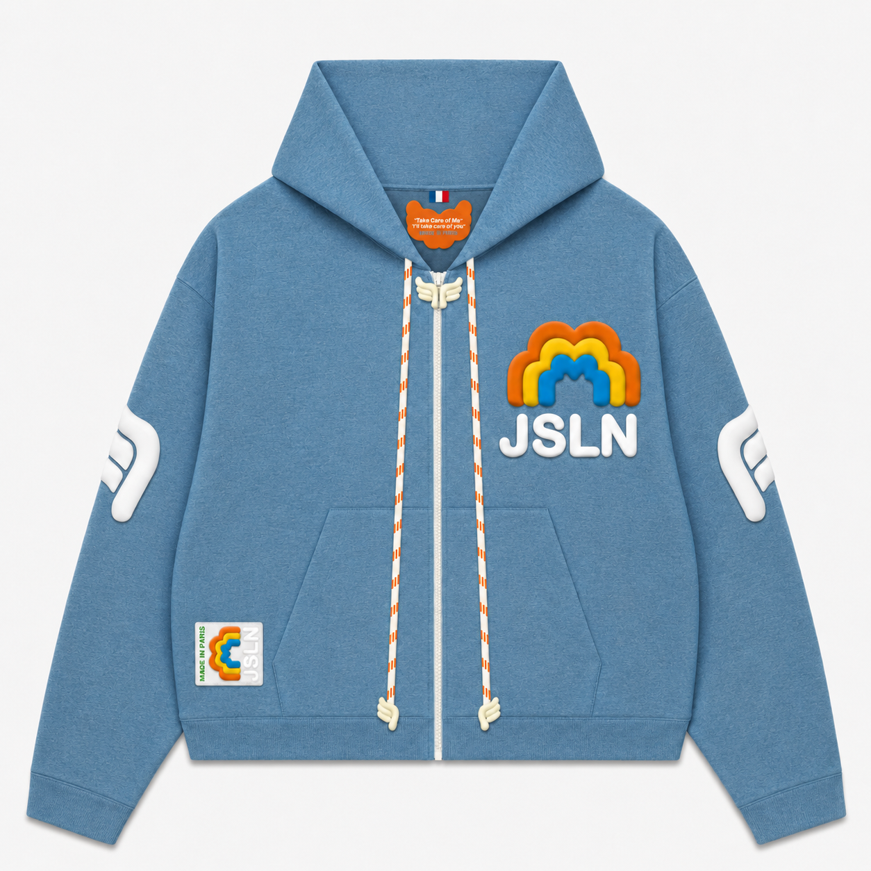 HOODIE ZIP RAINBOW PETROL