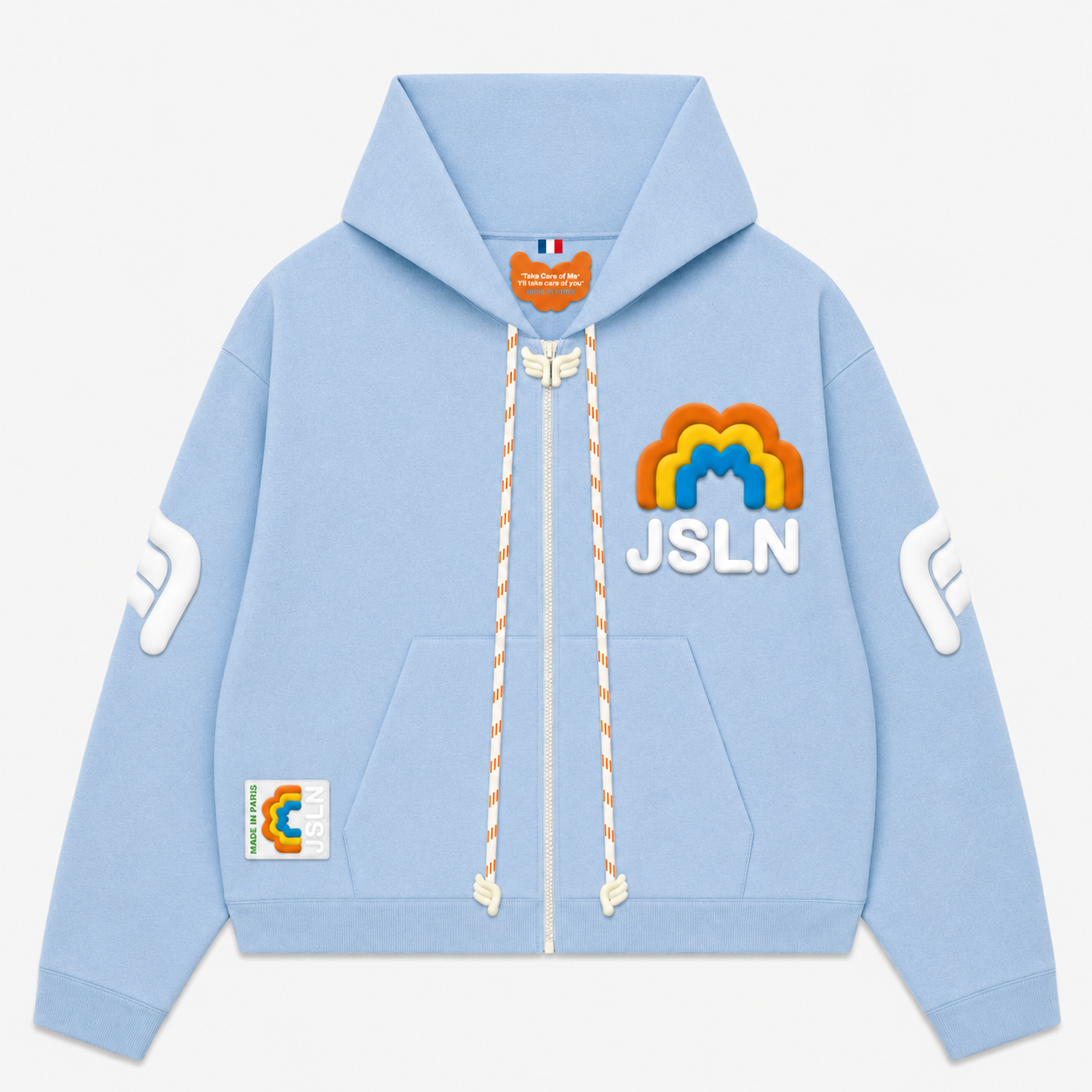 HOODIE ZIP RAINBOW BLUE
