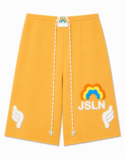 UNISEX OVERSIZE YELLOW RAINBOW LONG SHORT