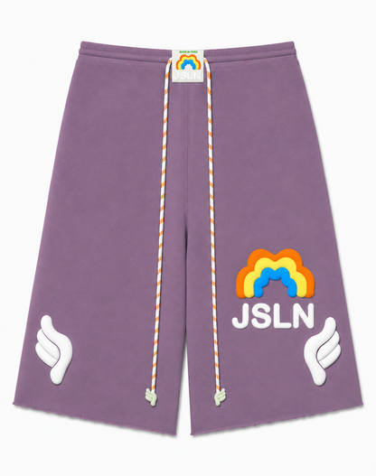 UNISEX OVERSIZE PURPLE RAINBOW LONG SHORT