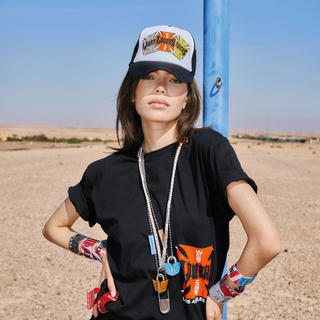 LOVERS BLACK WHITE CAP